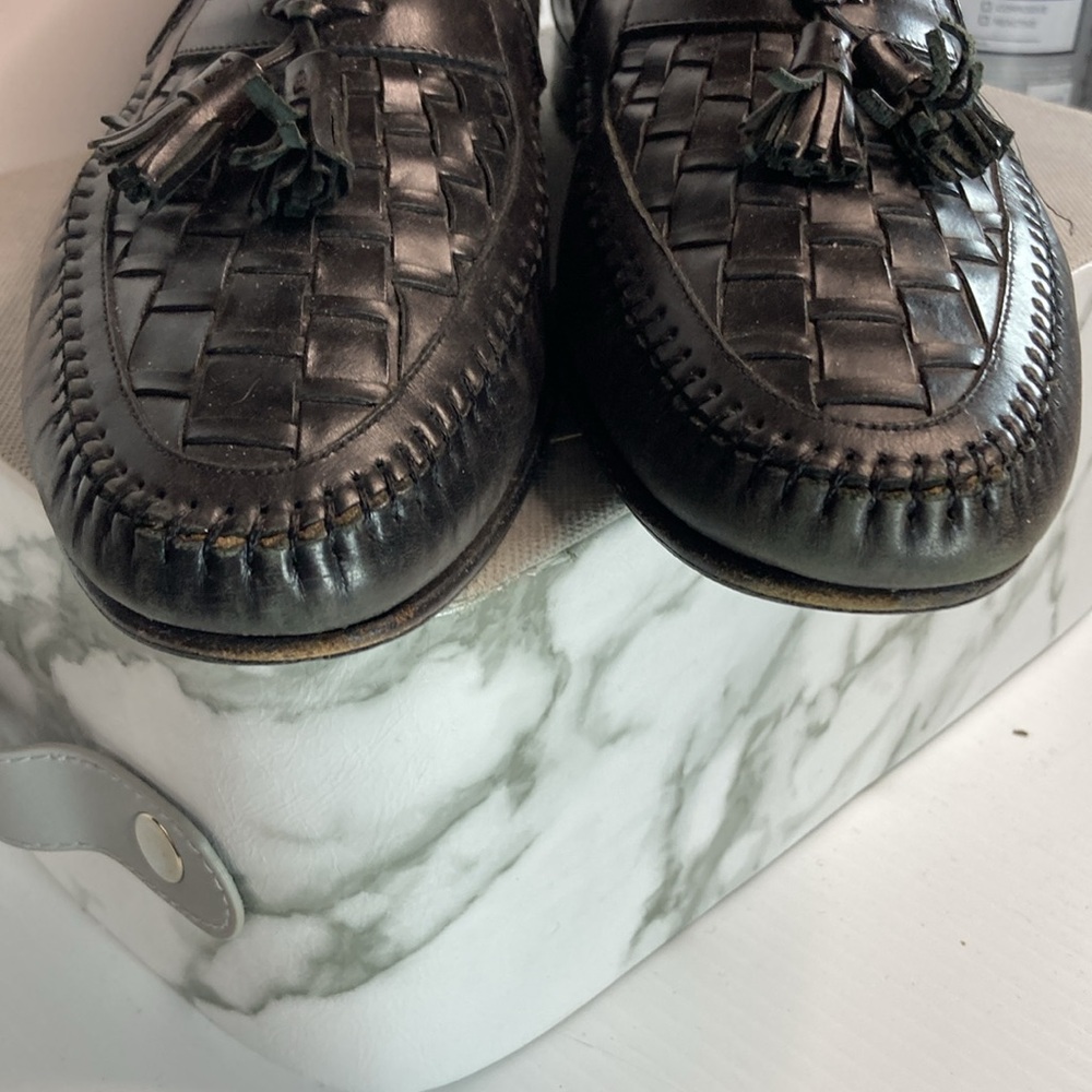 Nordstrom made in Italy black tassle loafers basket weave 8.5 available in brown - Picture 4 of 8